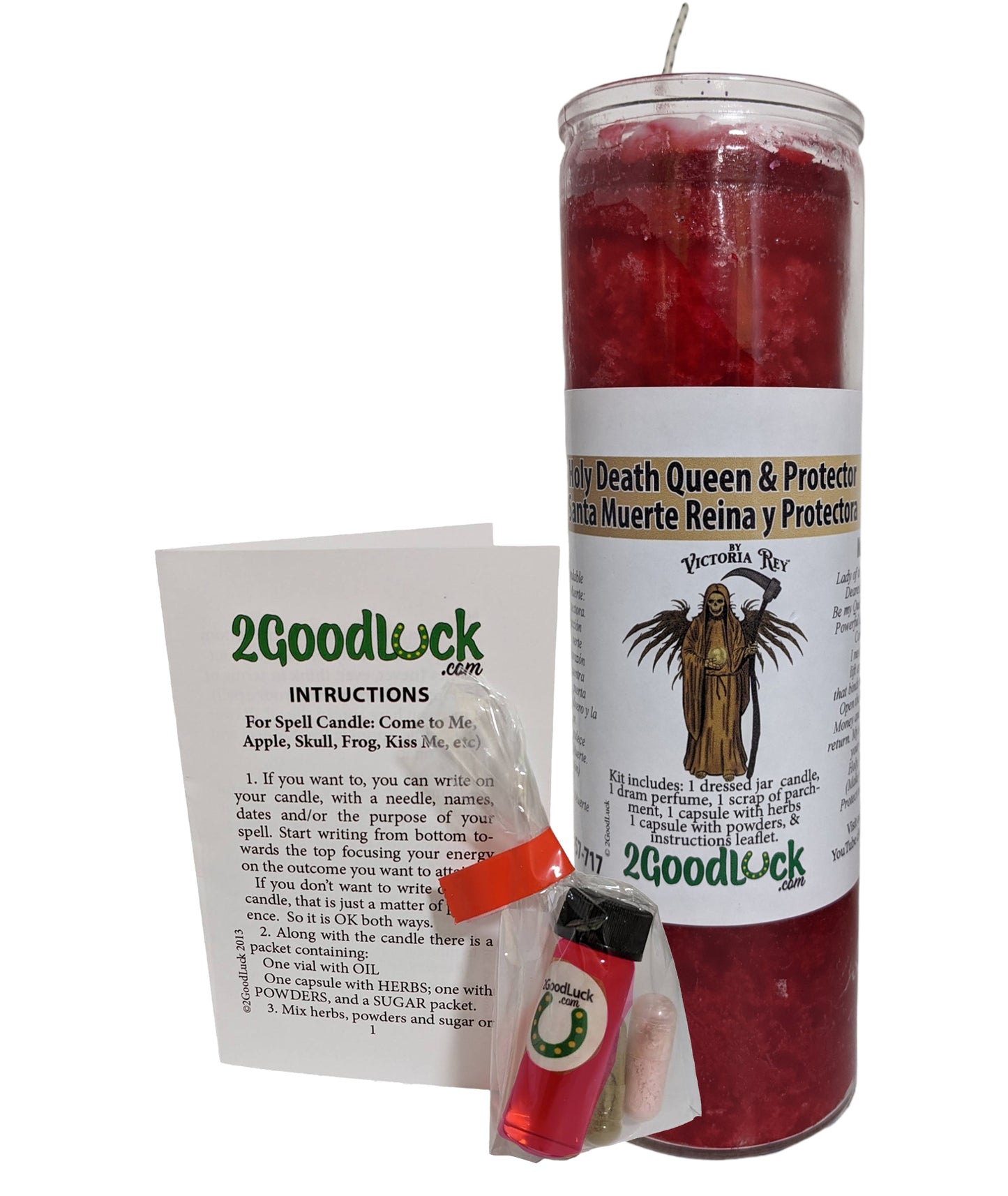 Holy Death Queen Protector Dressed Candle Kit - Santa Muerte Reina Protectora