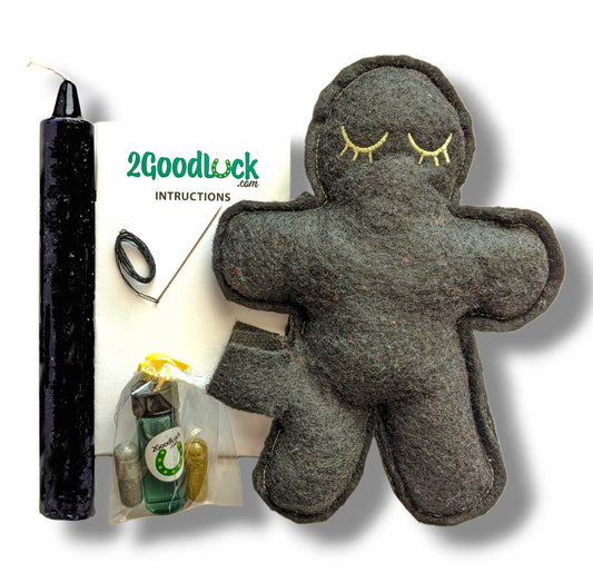 Protection & Jinx Removing Black Poppet / Voodoo Doll Kit