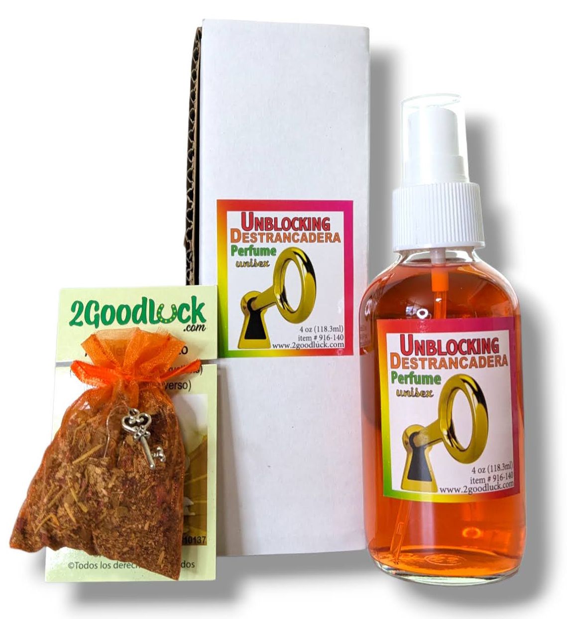 Unblocking "Destrancadera" Spiritual Unisex Perfume with Pheromones and Amulet