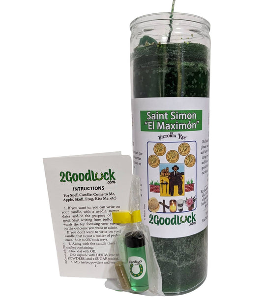St. Simon Green Money Dressed Candle Kit - San Simon Dinero Verde
