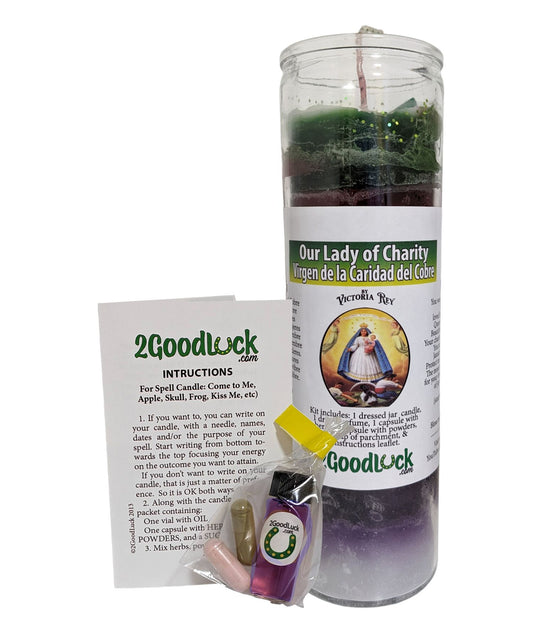 Our Lady of Charity 7 Colors Dressed Candle Kit - Caridad del Cobre 7 Colores