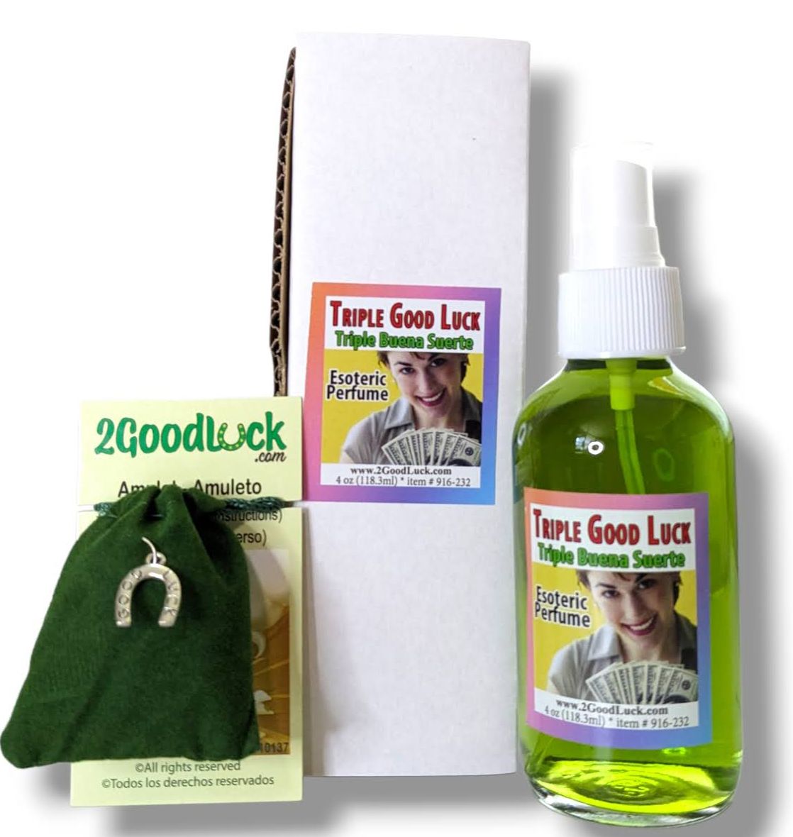 Triple Good Luck "Triple Buena Suerte" Unisex Perfume with Pheromones and Amulet