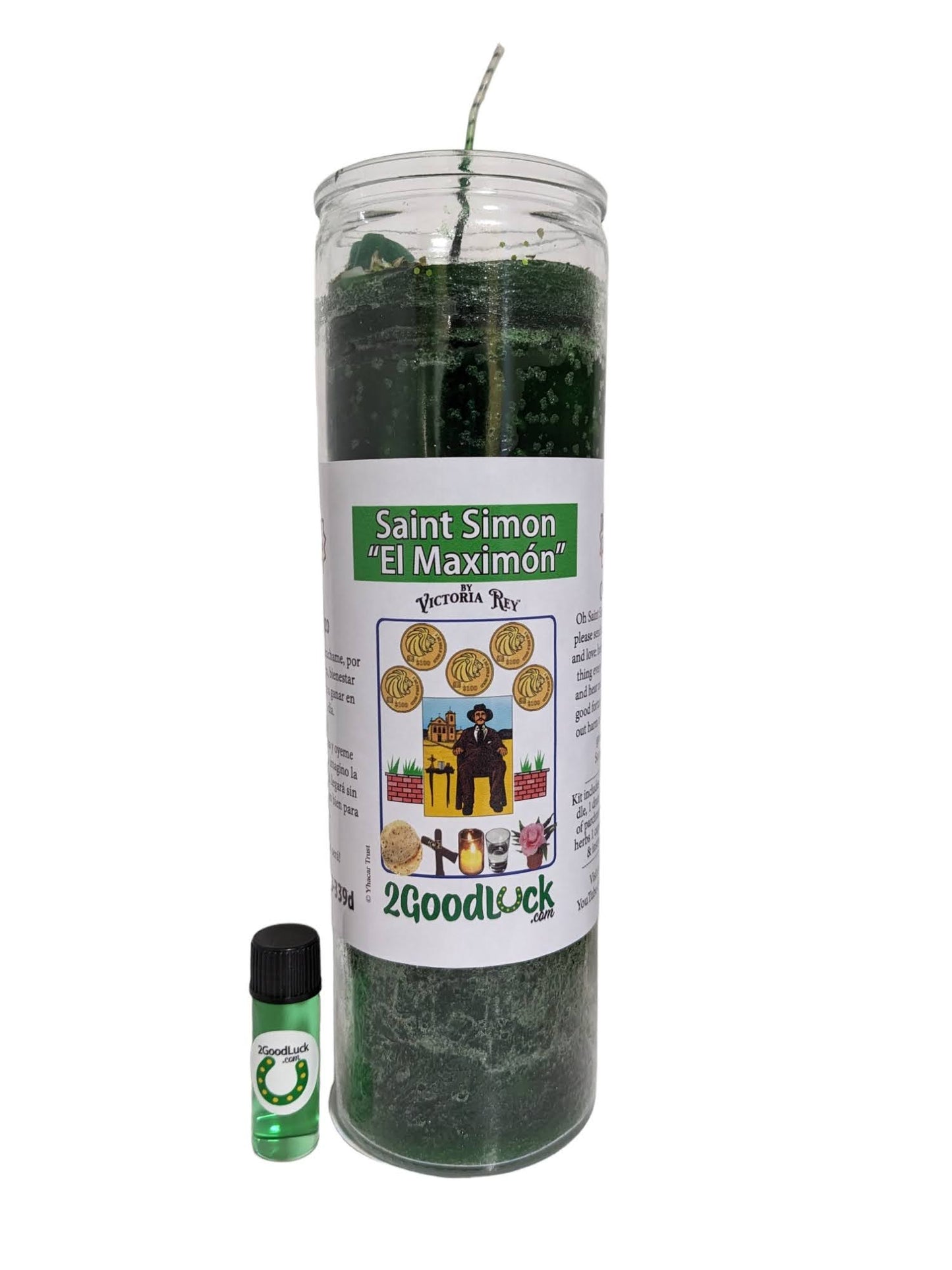 St. Simon Green Money Dressed Candle Kit - San Simon Dinero Verde
