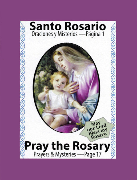 How to Pray the Rosary w/Rosary, Prayer Card & Bag -Como Rezar el Rosario c/Rosario, Estampa y Bolsa