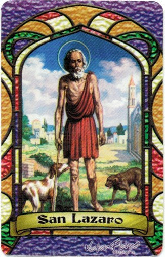 St. Lazarus Bilingual Prayer card - 2GoodLuck & My Jaguar Books