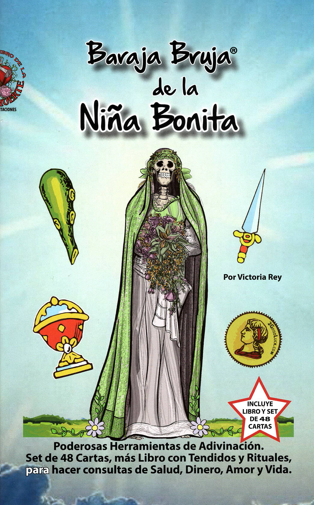 Baraja Bruja de la Santa Muerte, Libro Más 48 Cartas con Interpretaciones