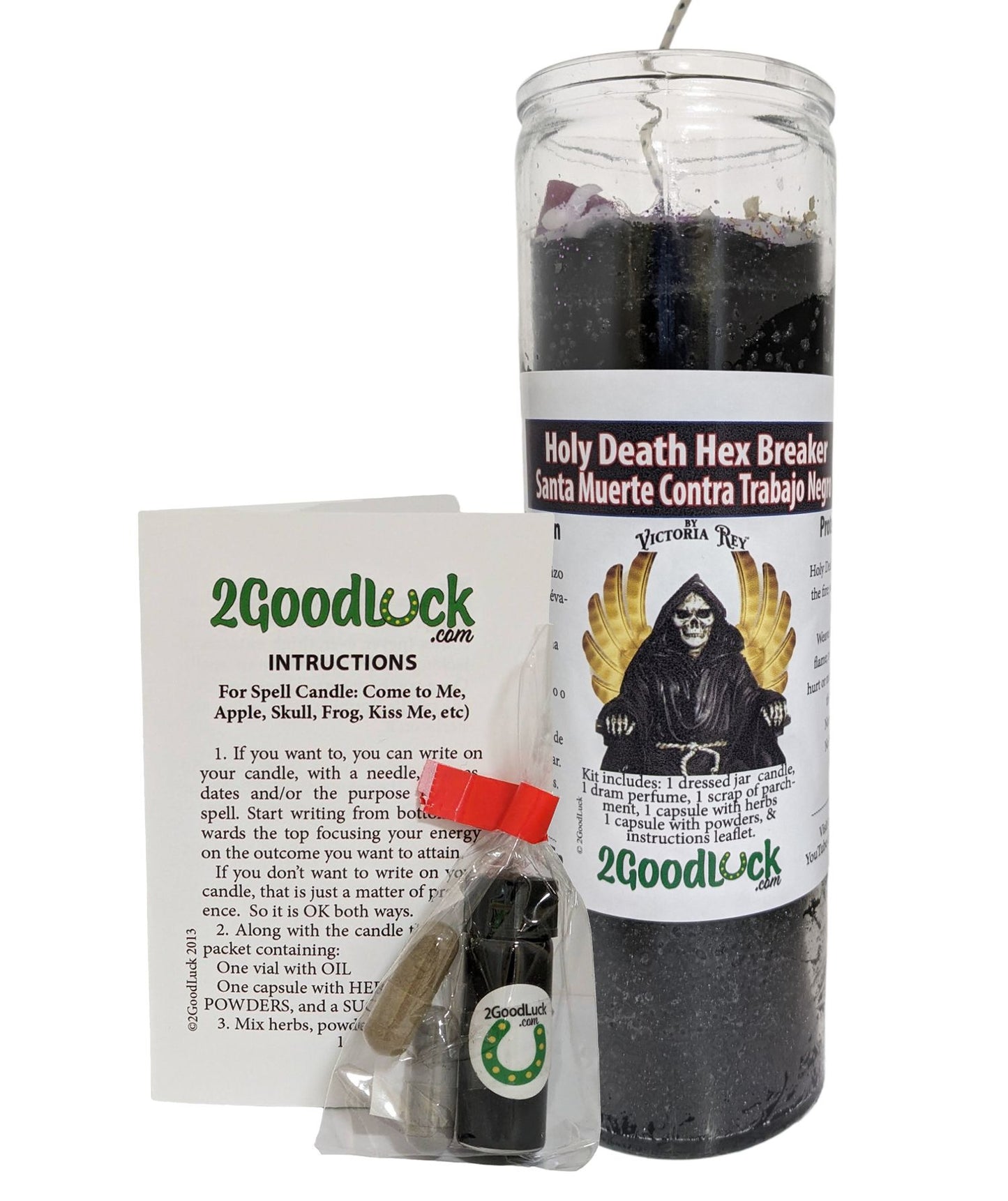 Holy Death Hex Breaker Dressed Candle Kit - Santa Muerte Contra Trabajo Negro