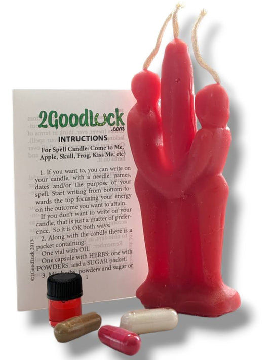 Red 6 Inch Lovers Adam & Eve Unity Couple Candle KIT - Love Ritual - Fall in Love with Me Spell.