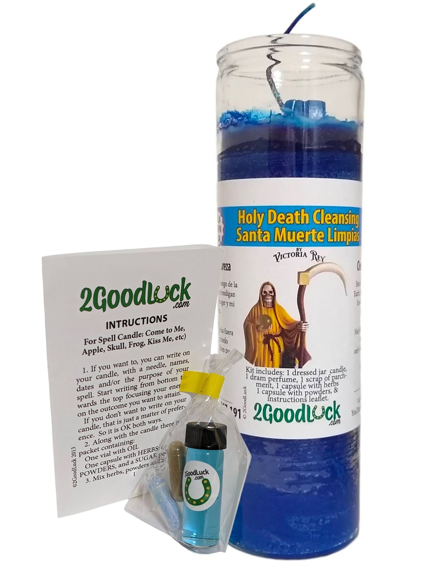 Holy Death Cleansing Dressed Candle Kit - Santa Muerte Limpias