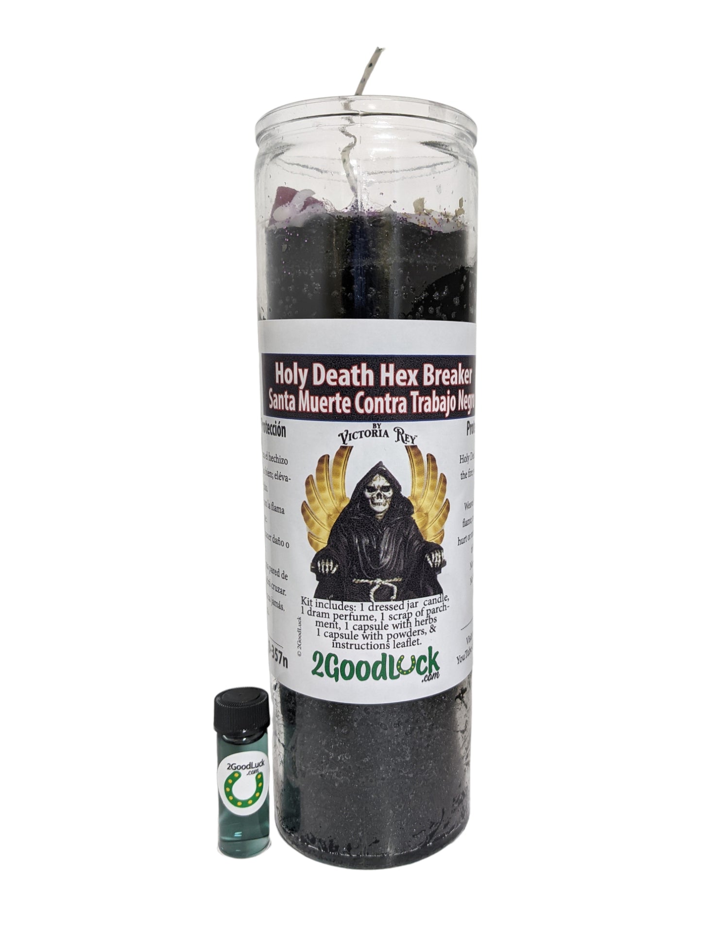 Holy Death Hex Breaker Dressed Candle Kit - Santa Muerte Contra Trabajo Negro