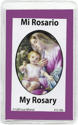 How to Pray the Rosary w/Rosary, Prayer Card & Bag -Como Rezar el Rosario c/Rosario, Estampa y Bolsa