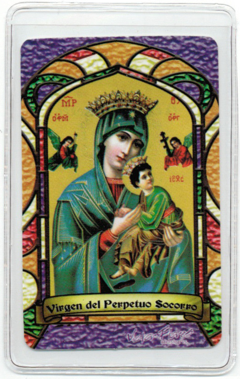 Virgin of Perpetual Assistance Bilingual Prayer card - Jaguar Books - 2