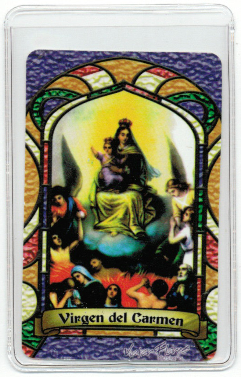 Virgin Carmen Bilingual Prayer card - Jaguar Books - 2