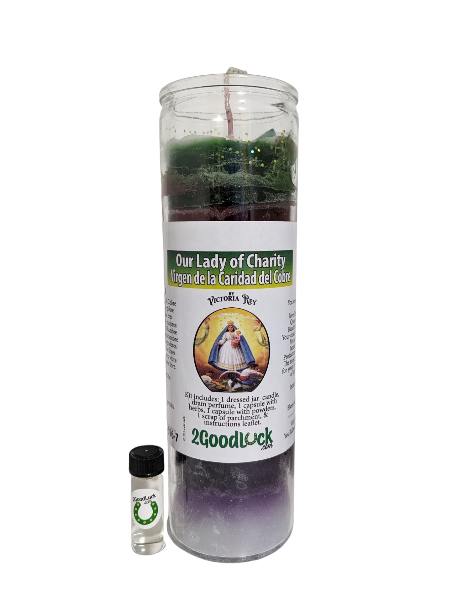 Our Lady of Charity 7 Colors Dressed Candle Kit - Caridad del Cobre 7 Colores