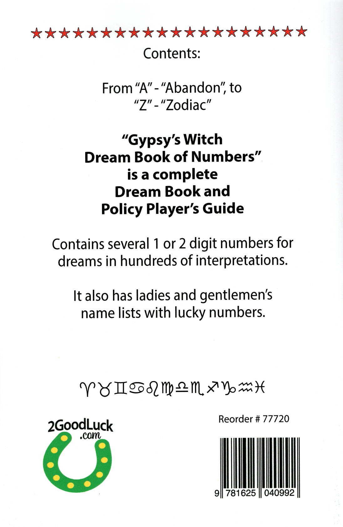 Gypsy Witch Dream Book of Numbers