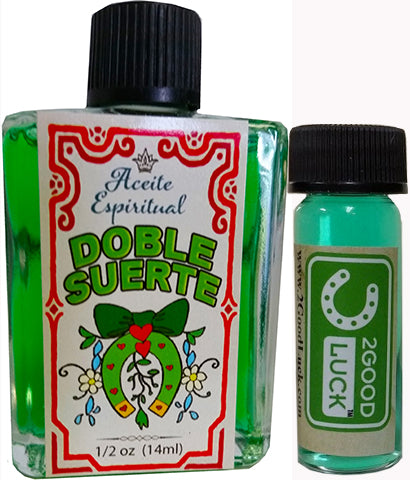 Double Good Luck Spiritual Oil  With 1 Dram Perfume Set / Aceite Espiritual Doble Suerte